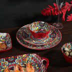 Juego de Comedor Completo en Cerámica – 14 Piezas con Estampa Elegante y Estilo Atemporal